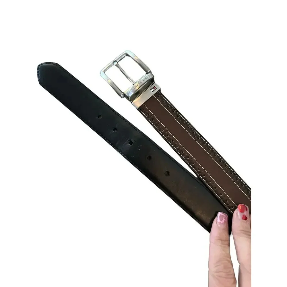 Tommy Hilfiger Men's Brown Coated Leather Handcrafted Belt ADF Size 38/95